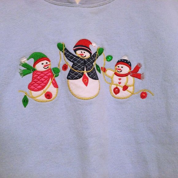 Lot of 2 Vintage Grandma Sweatshirt Novelty Sweater -L Double Collar Floral Blue - Picture 5 of 11